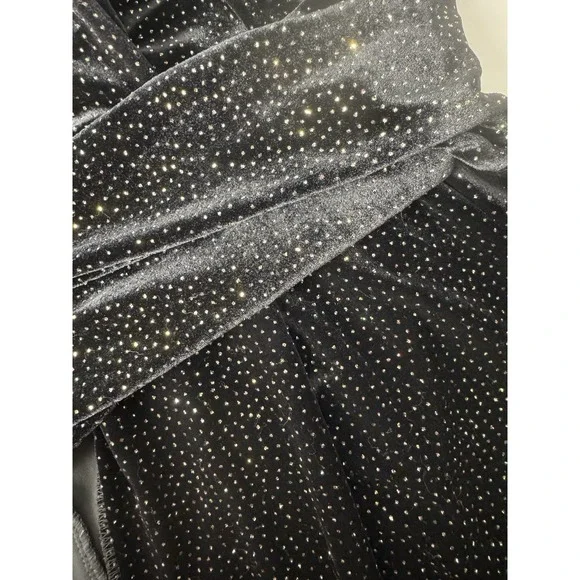 Y2K Sparkle Foil Dot Velvet Jacket 14/16W Black Glam Open Front Fashion Bug - Picture 9 of 9